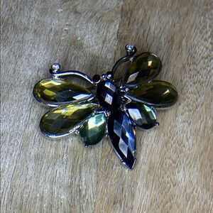 Dragonfly, Colorful, Silver, Lucite Brooch
